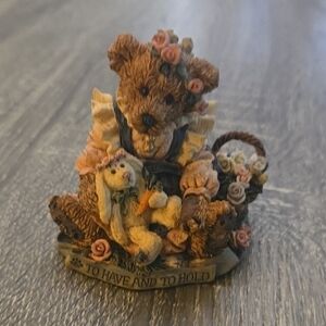 Charming Bear and Bunny Figurine - Brown and Cream